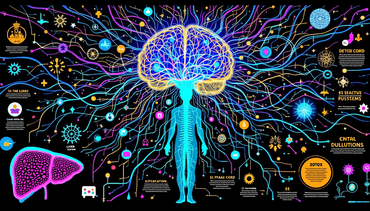 A diagram illustrating the central nervous system and its relation to detoxification.