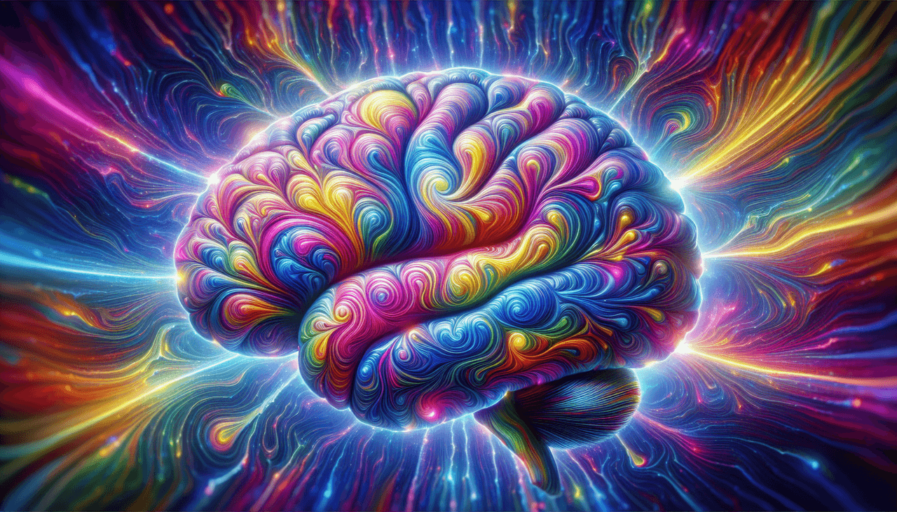 An illustration representing LSD and its effects on the brain.