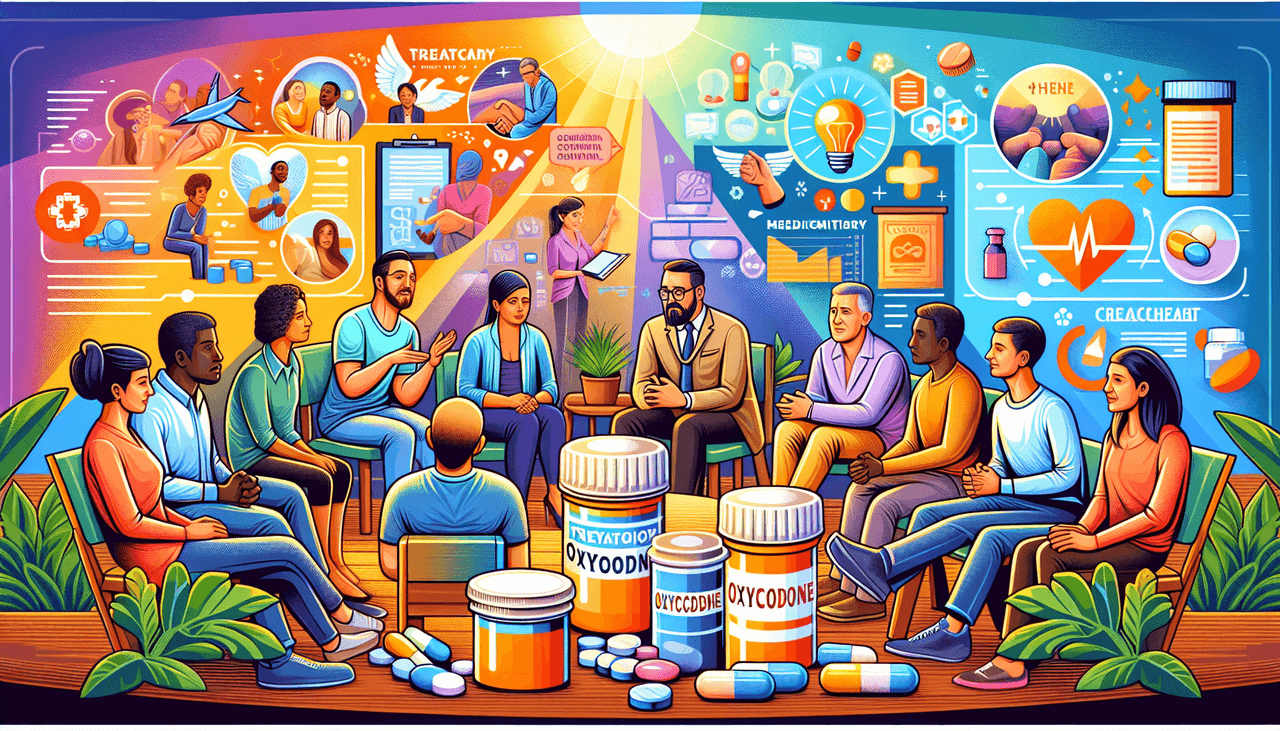 An illustration of various treatment options for oxycodone abuse.