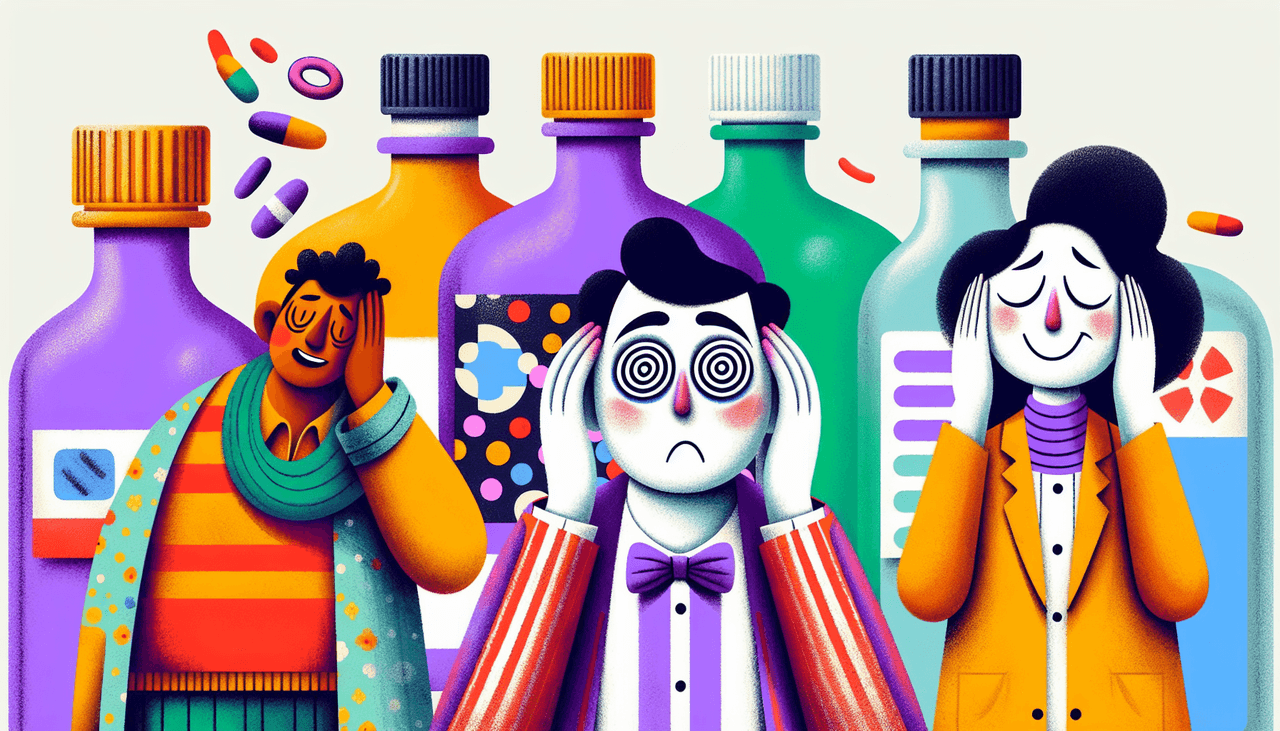 An illustration showing symptoms to watch for when mixing DayQuil and alcohol.