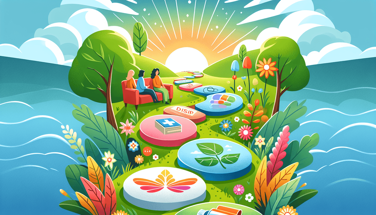 An illustration of various treatment options for Adderall addiction.