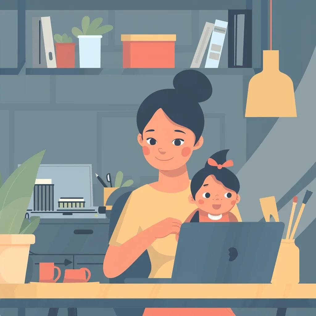 Woman balancing work and family responsibilities, illustrating the impact of work-life imbalance on mental health