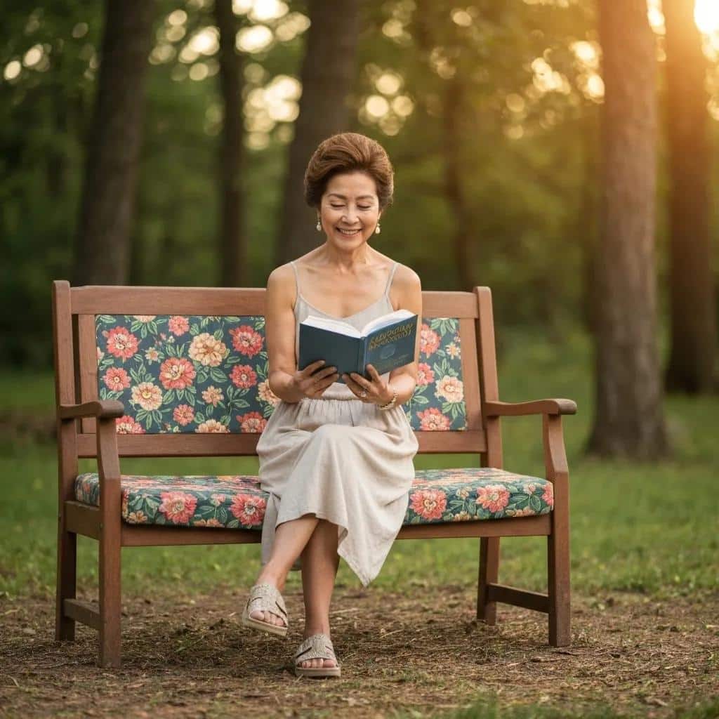Woman reading an addiction recovery book outdoors, symbolizing hope and personal growth