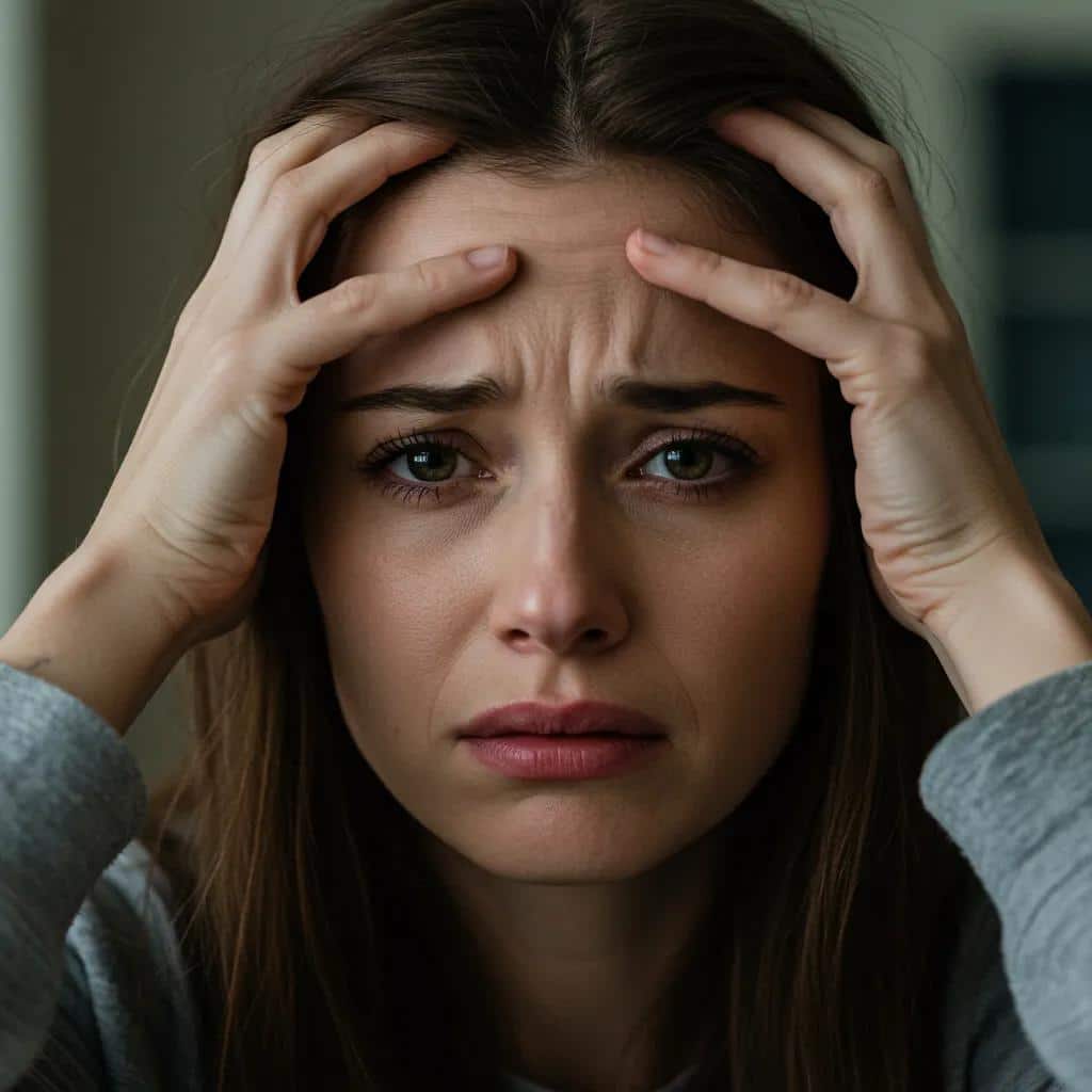 Woman experiencing distress from acute side effects of xylazine