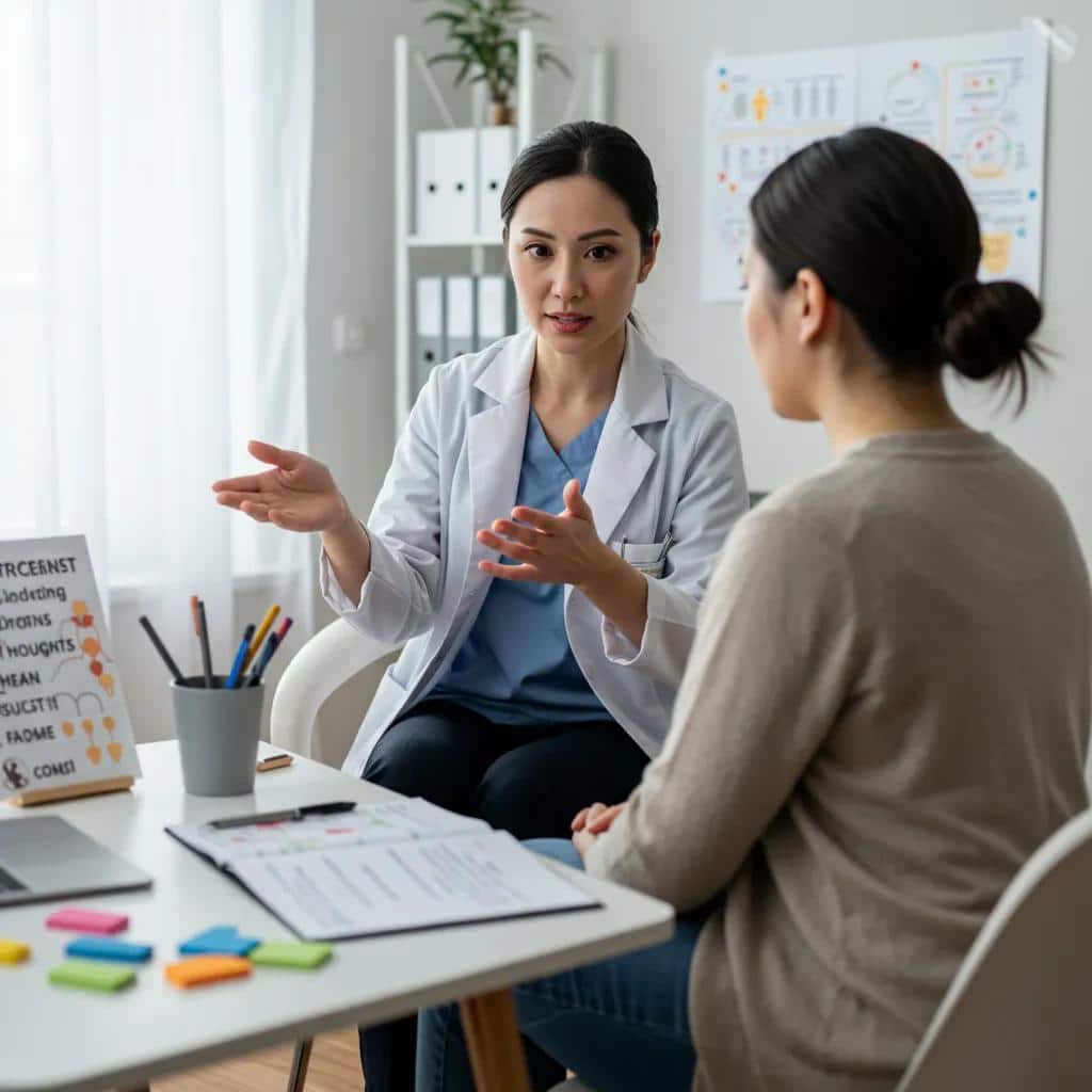 A therapist demonstrating effective treatment techniques for False Memory OCD.