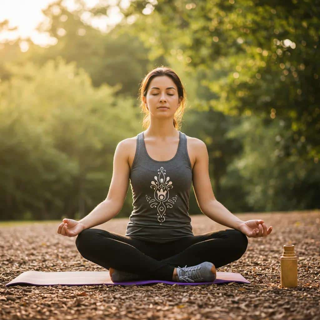 Woman meditating in a tranquil natural setting, representing hope and healing in mental health