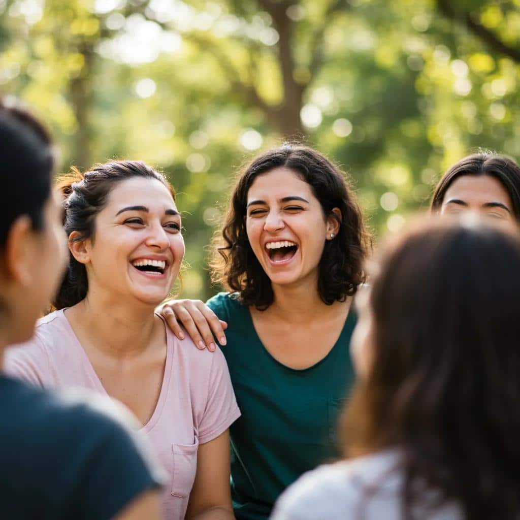 Women participating in an outdoor peer support group, fostering community and connection