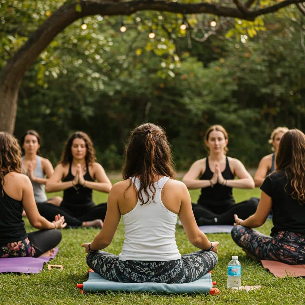 Women engaging in holistic therapy outdoors as part of methocarbamol addiction treatment