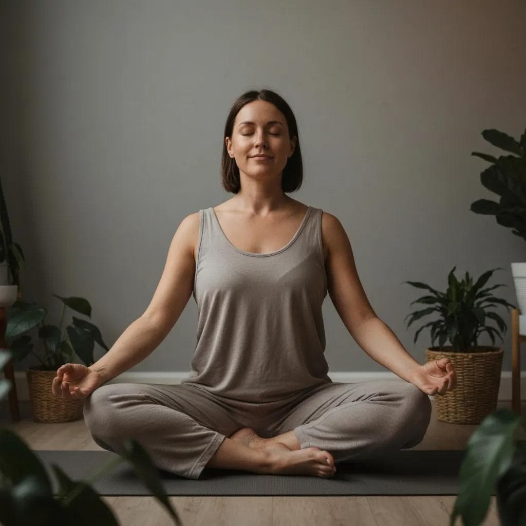 Woman practicing gentle self-care indoors — illustrating how hormonal changes can affect mood during winter