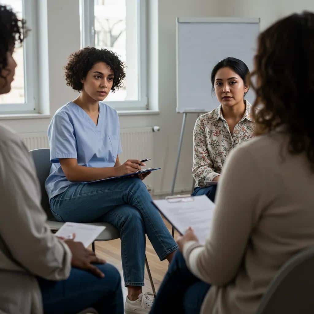Women in a gender-specific therapy session