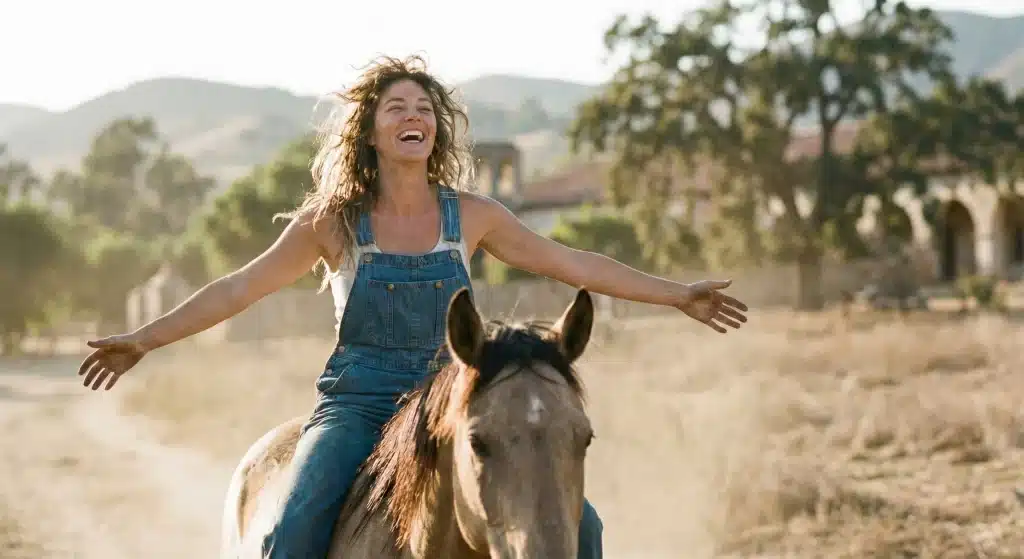 Boho woman embracing imperfection and mental health recovery