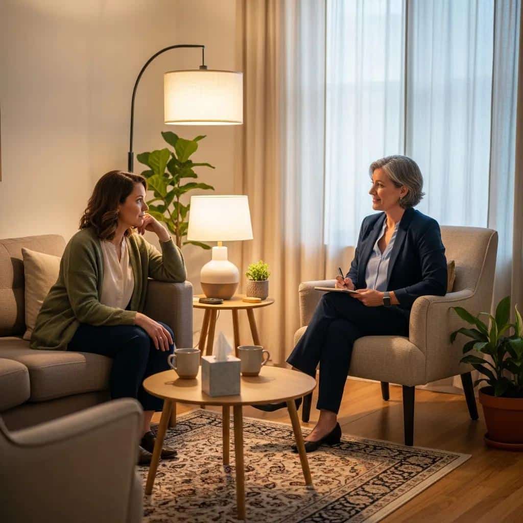 Therapist and client exploring narcissistic behavior patterns and recovery