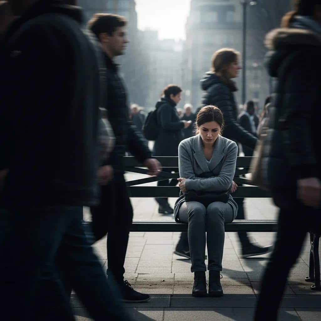 Woman feeling stigma and isolation in public settings