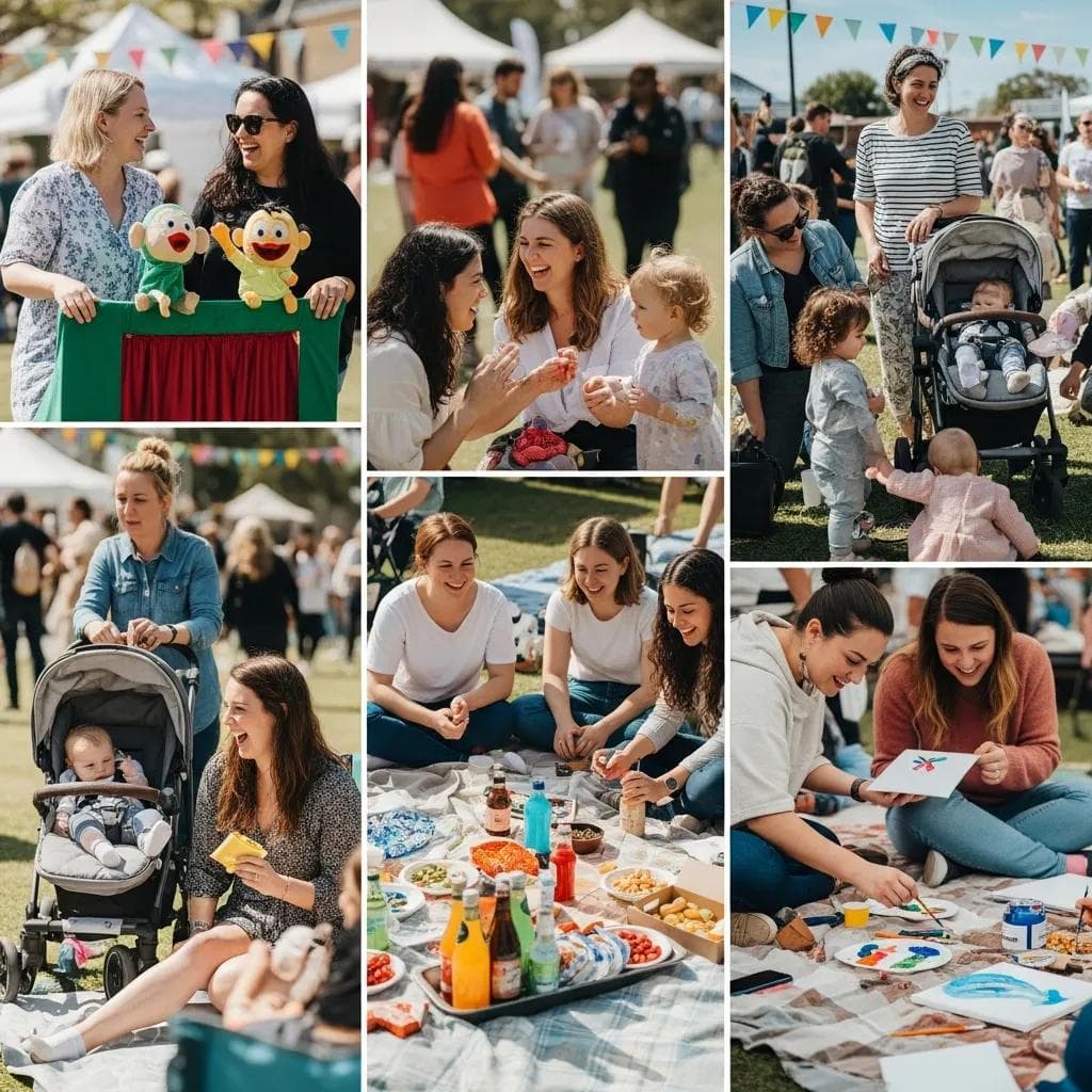 Group of mothers participating in a community event, showcasing engagement and support in sober living