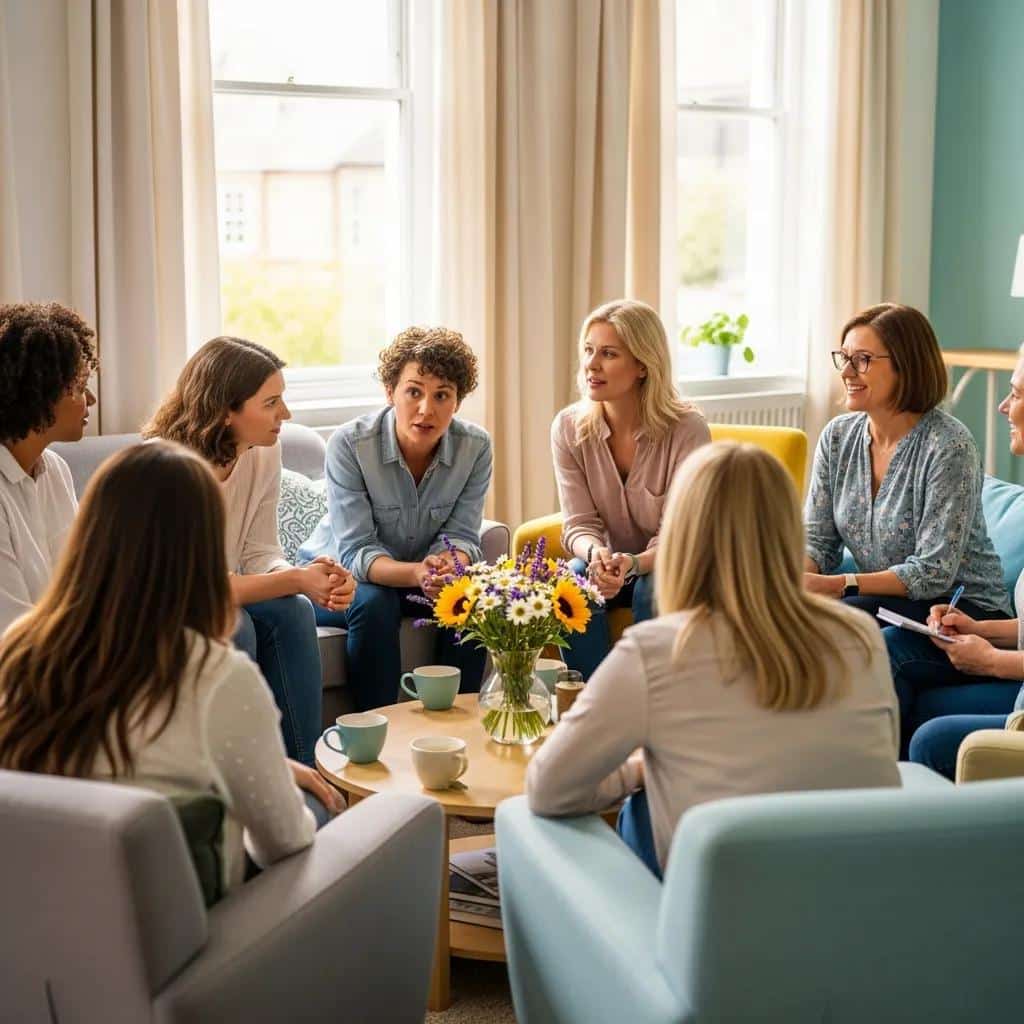 Women participating in group therapy for integrated treatment of anxiety and addiction